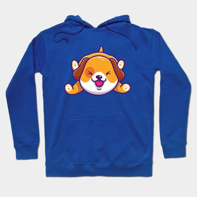 Cute Dog Playing Cartoon Hoodie by Catalyst Labs